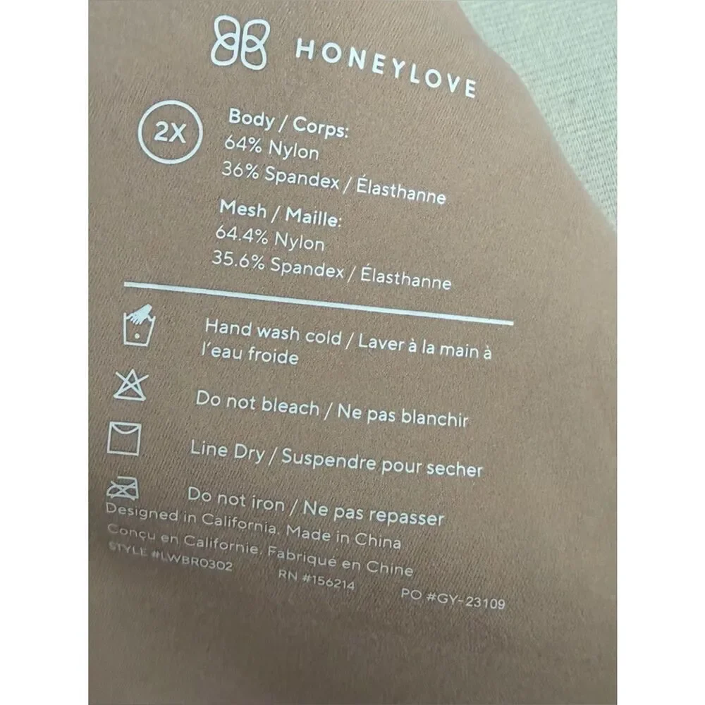 Honeylove Nude Wireless Crossover Bra Size 2X